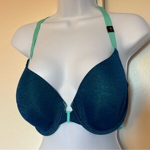 VS DEMI Women’s Front-Closure Padded Bra in Teal with Mint Straps 38D